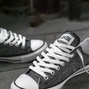Converse Chuck Taylor All Star Grey Black Herringbone Low Top Sneakers